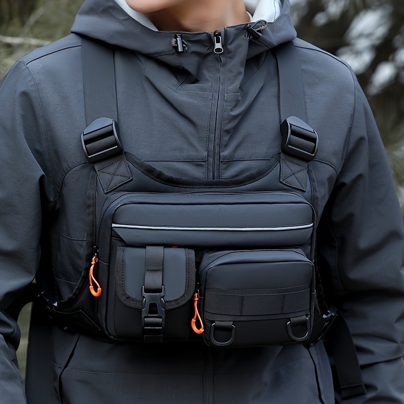 Fishing Vest - メンズタクティカルチェストバッグ、ランニング＆ハイキングベスト、アウトドア探検、ハイキング、釣り、キャンプに最適