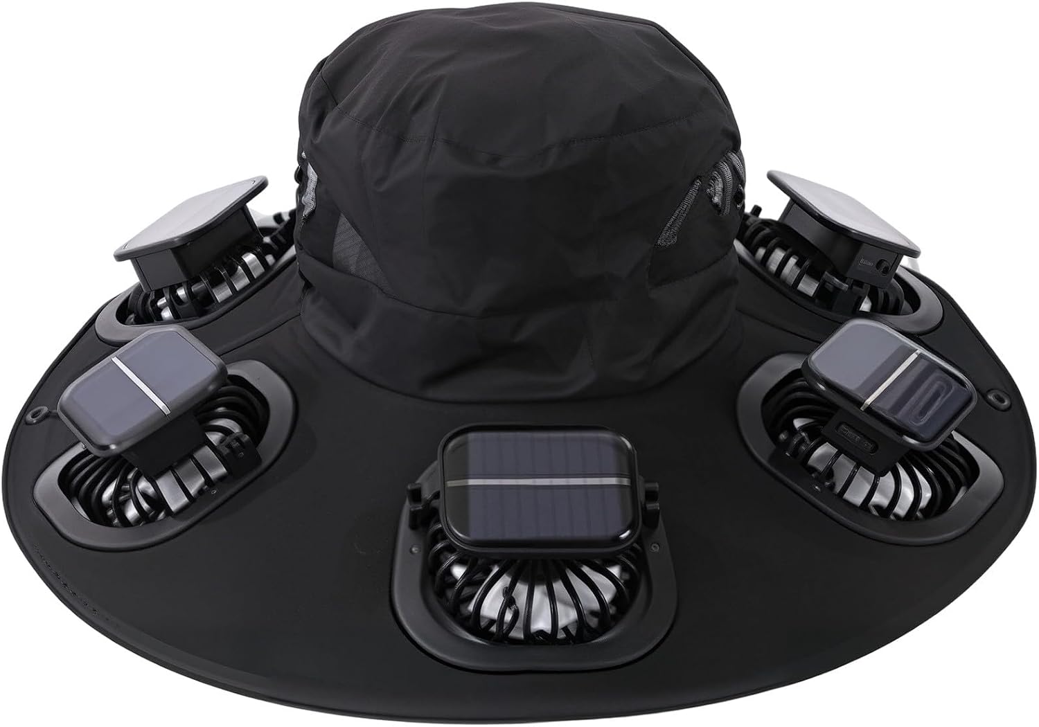 Fishing Hat - ホット6ファンソーラーファンハット通気性UVカットワイドブリムサンキャップサマーファンバイザーキャップ男性用アウトドアハイキングキャンプ釣り用