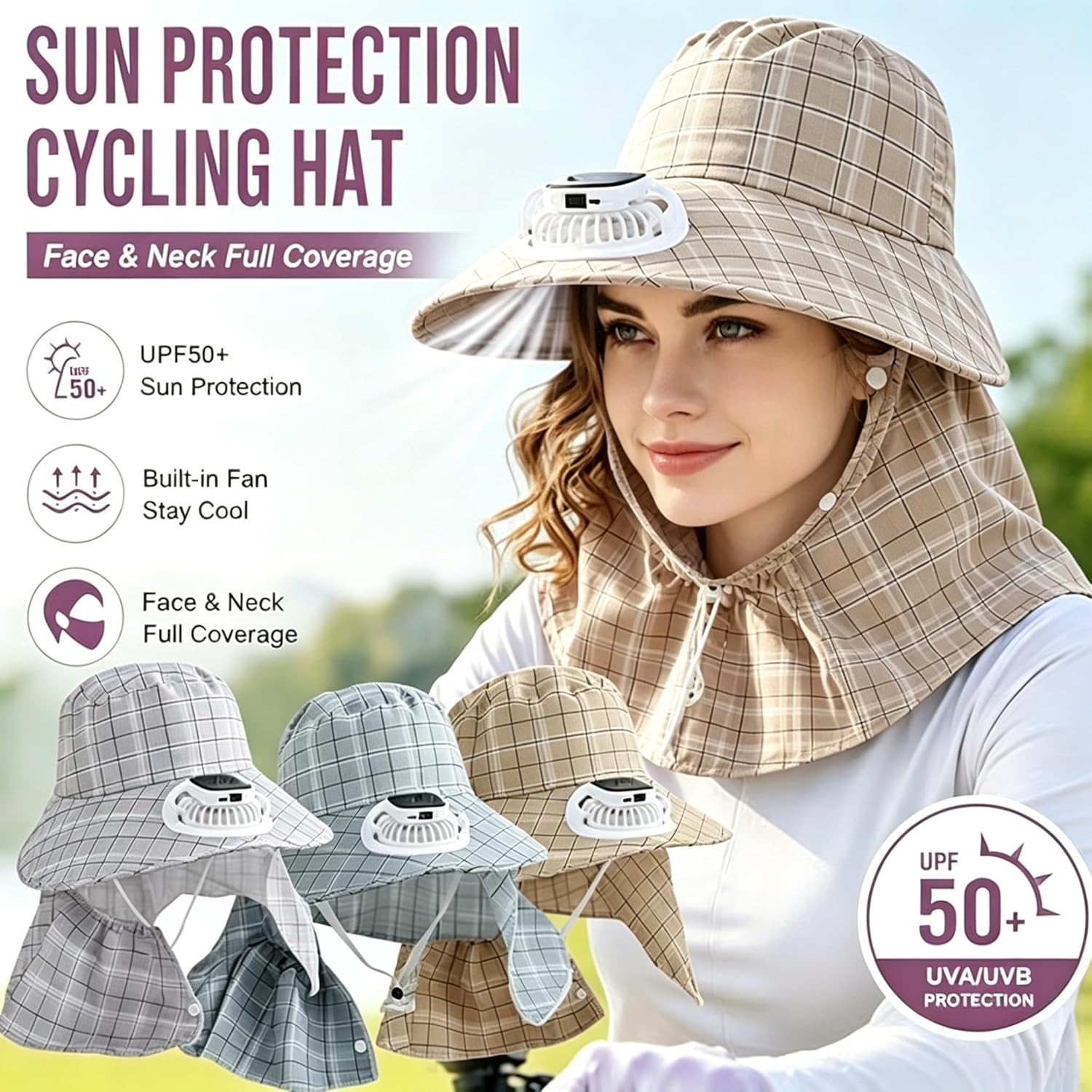 Fishing Hat - 1PC ソーラーパワーネックガードファンハット USB 充電式ファンハット夏の屋外釣りキャンプ農業サンバイザー帽子ドロップシッピング