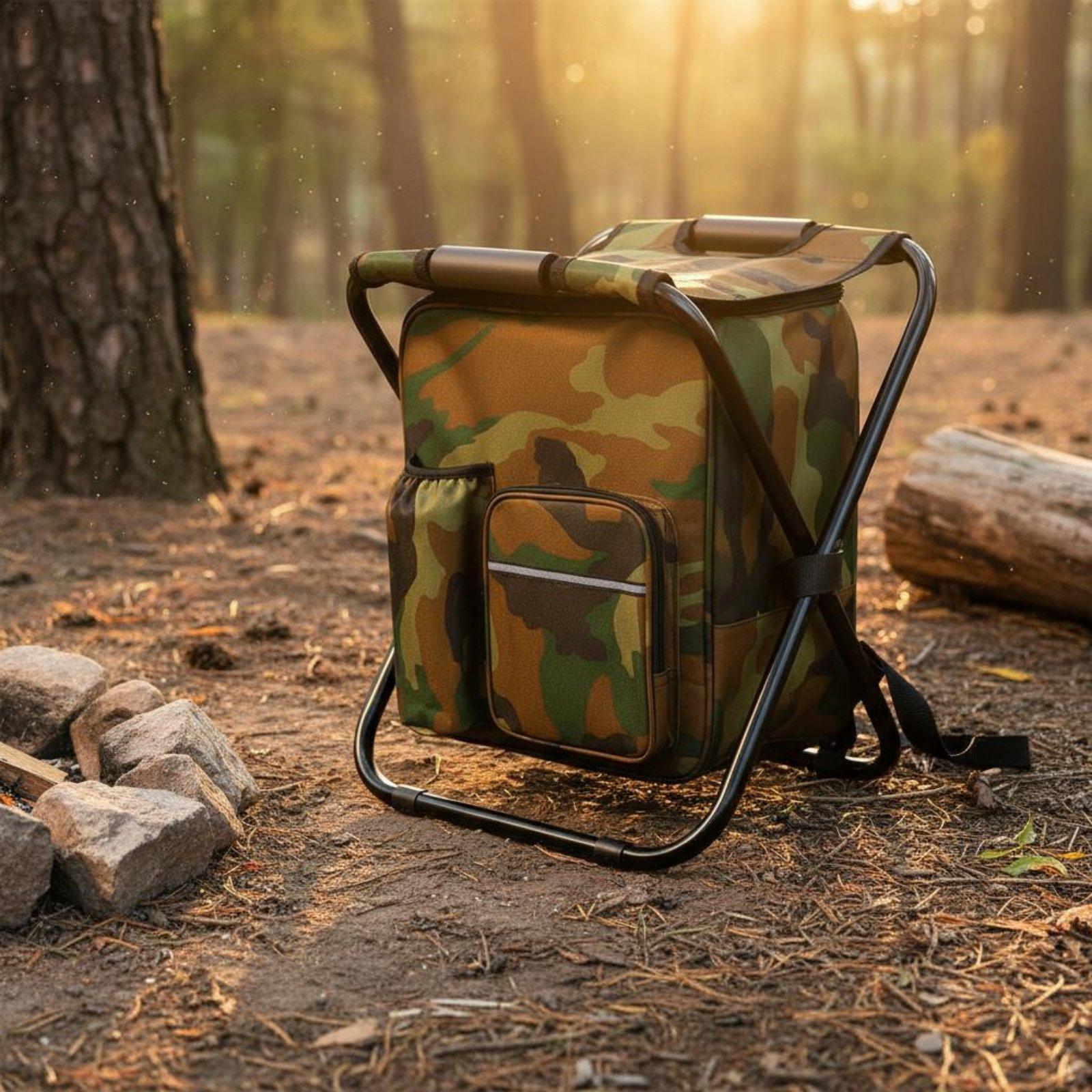 Fishing Backpack - バックパックチラースツール折りたたみ式デザインバックパックチラーチェア多用途多機能断熱釣り用スツール（キャンパー向け）