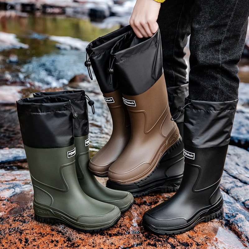 Fishing Waders - メンズ防水釣り用デリバリーライダーレインブーツ、耐久性のある厚底、滑り止めラバーシューズ