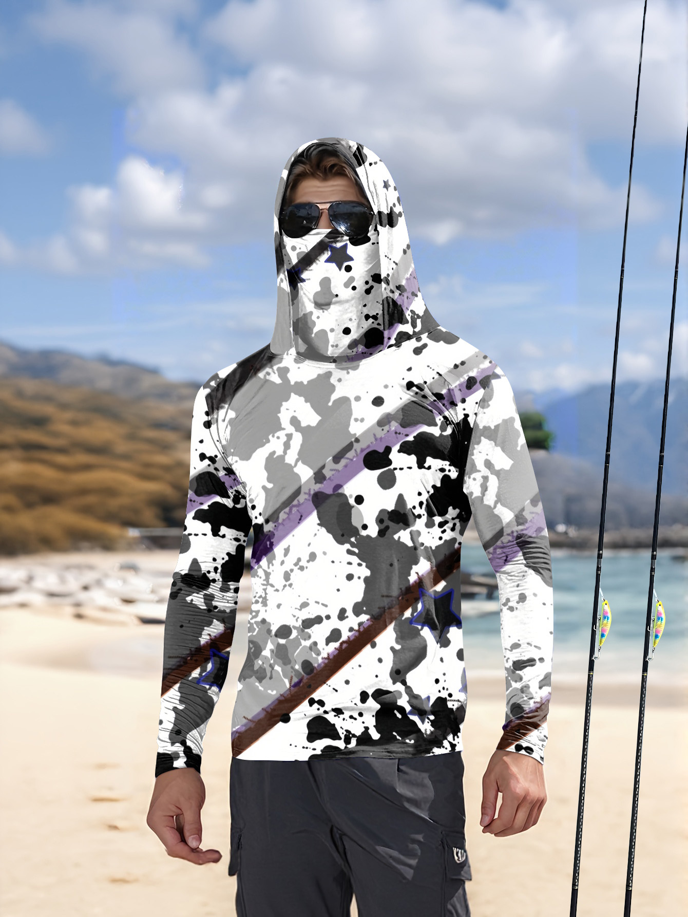 Fishing Shirt Uv Protection - 男性フード付き釣りシャツ長袖釣り服釣り t シャツ uv 保護釣りシャツ釣りアパレル速乾性