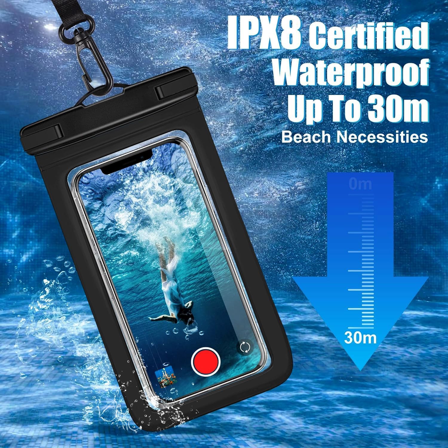 3パック マルチカラー IPX8 防水電話ポーチ HDタッチ - Fishing Bag Waterproof のレビューと価格