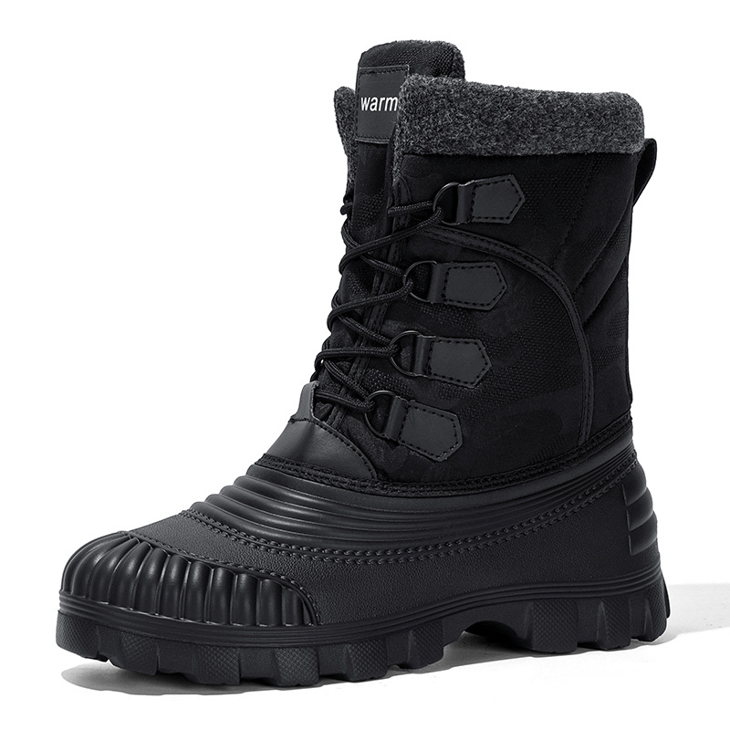 冬用メンズミッドカーフブーツ 厚手プラッシュ暖かいスノーブー - Fishing Boots のレビューと価格