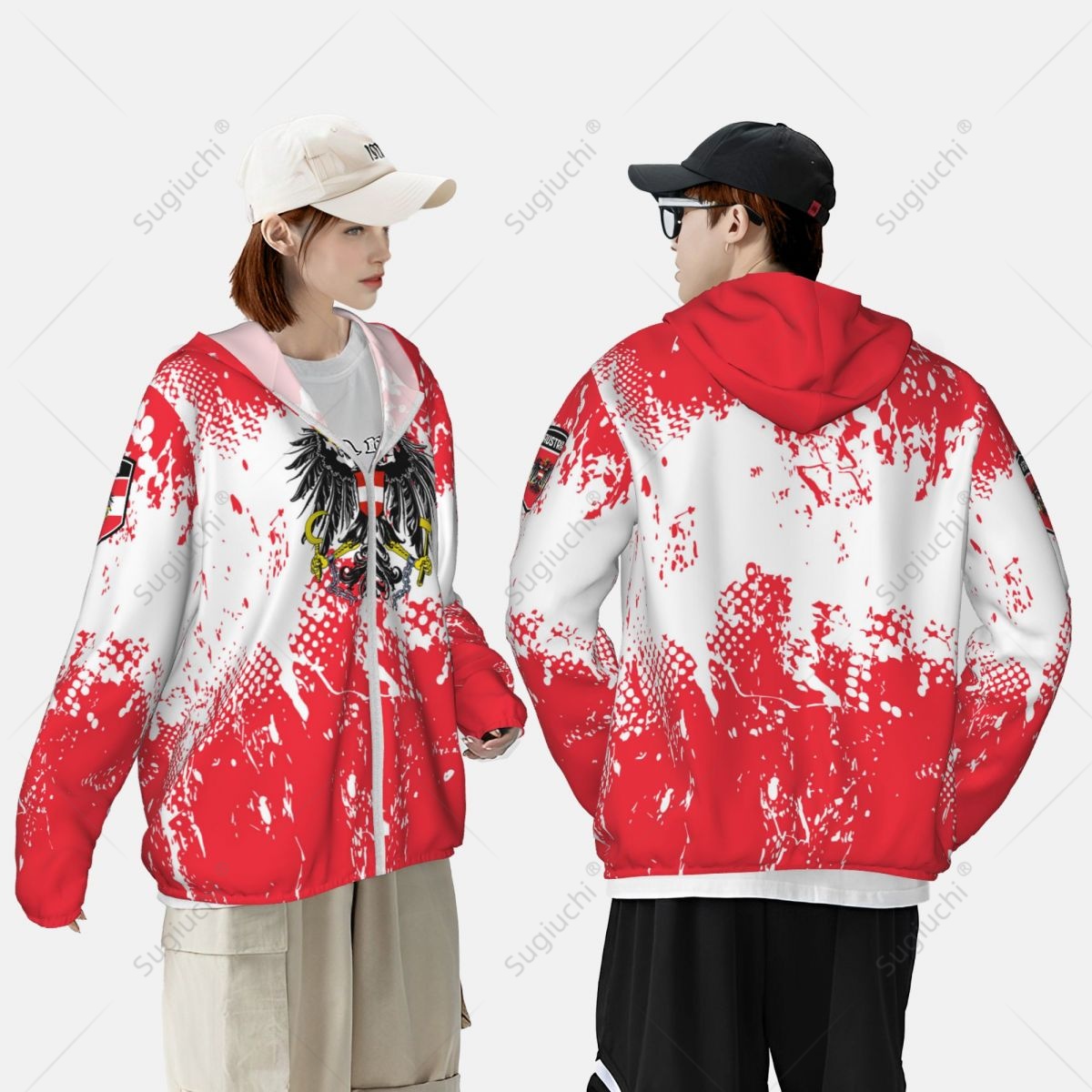 オーストリア国旗日焼け止めパーカー日焼け止め服釣りサイクリン - Fishing Hoodie のレビューと価格