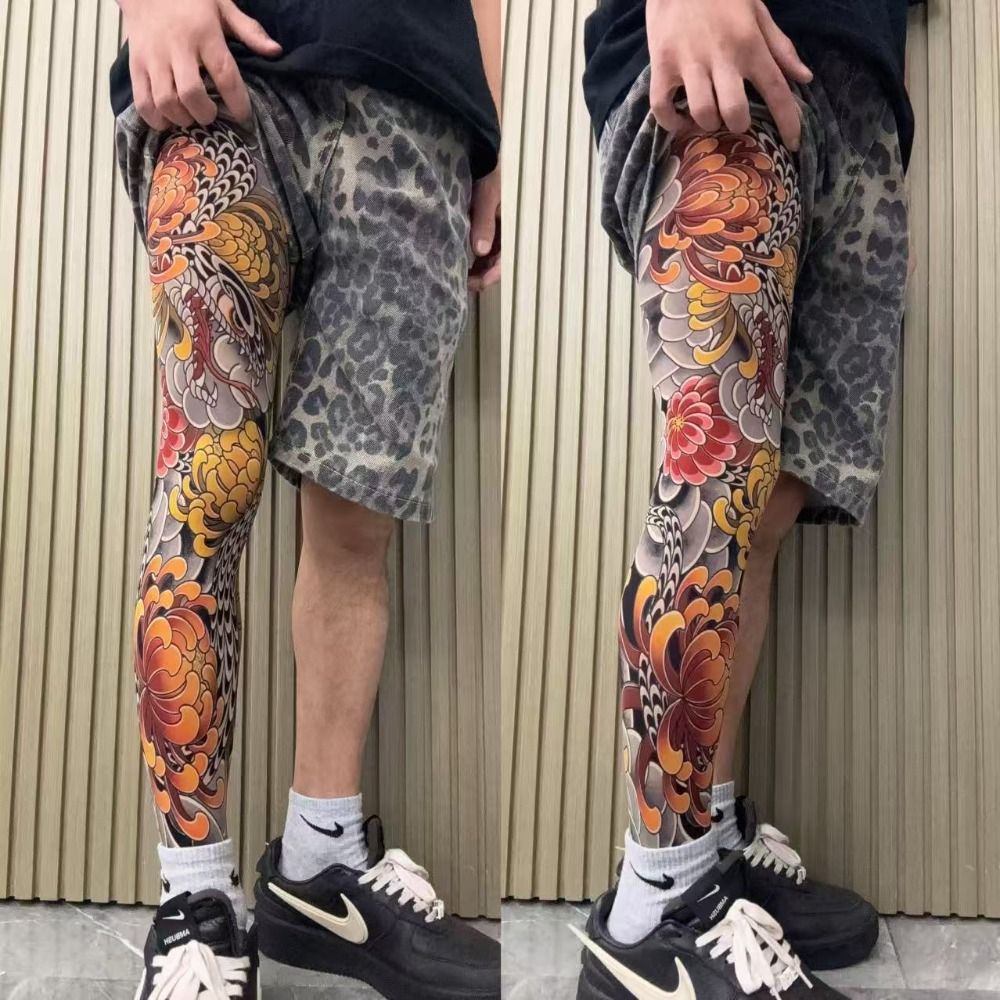 フルレッグフェイクタトゥーソックスプリントタイツサイクリング - Fishing Socks のレビューと価格