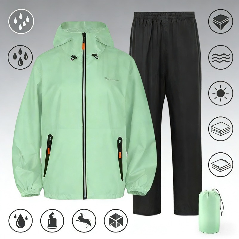 防水レインスーツセット 全身反射材付き アウトドアサイクリン - Fishing Rain Suit のレビューと価格