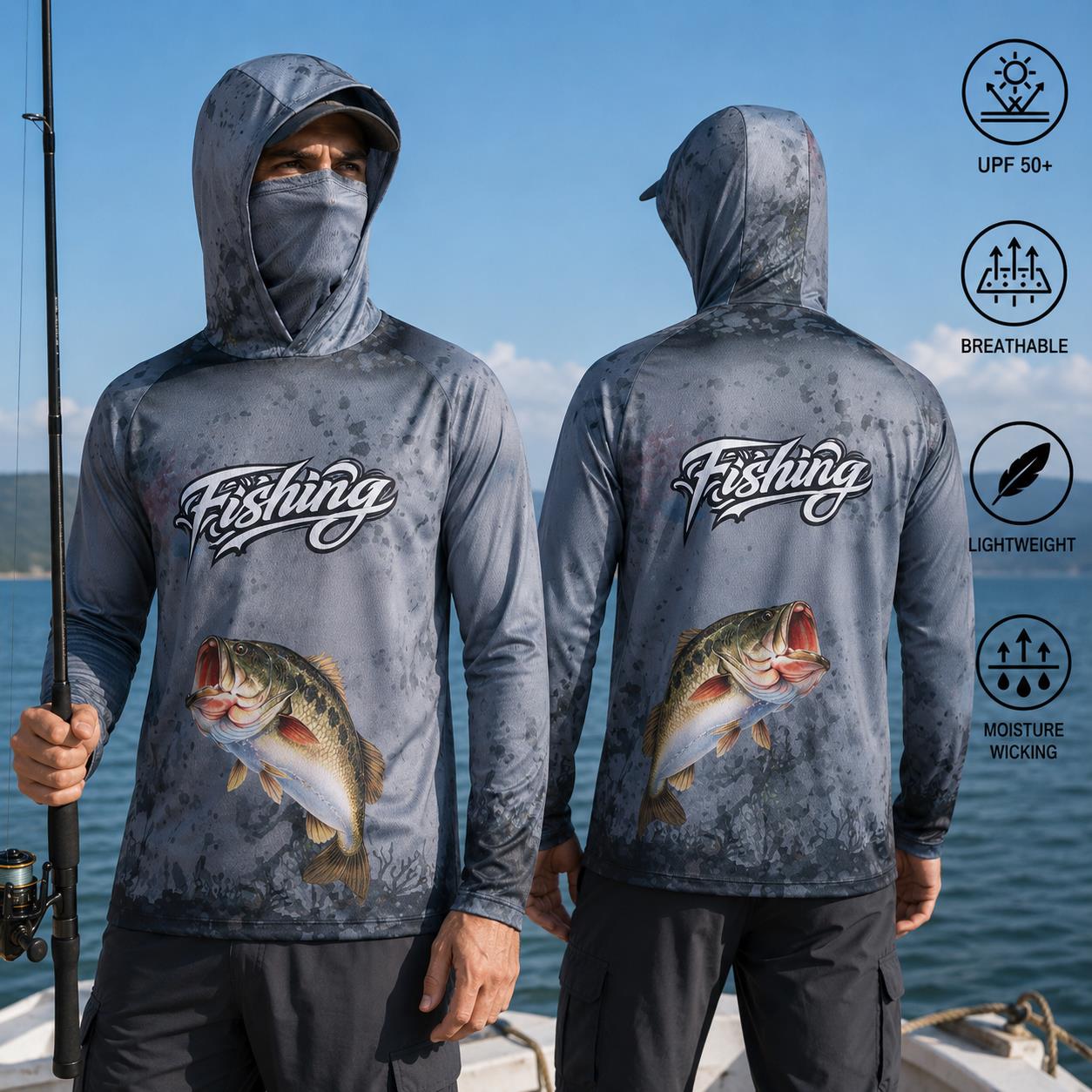 釣り用シャツ フード付き メンズ 釣り服 長袖 アウトドア  - Fishing Hoodie のレビューと価格