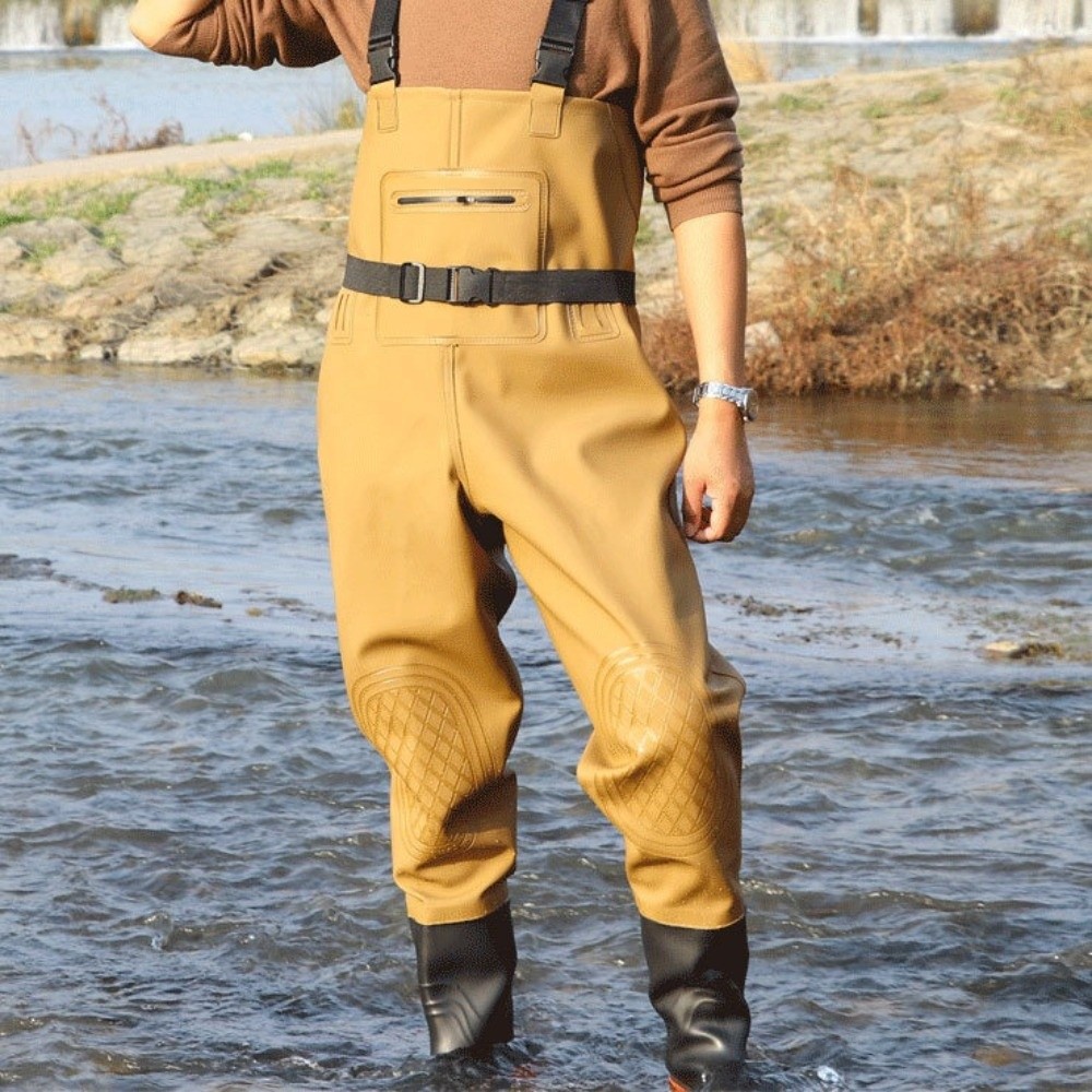 便利なPVC釣り用スーツ、二重膝パッド付き厚手デザインオーバ - Fishing Pants Waterproof のレビューと価格