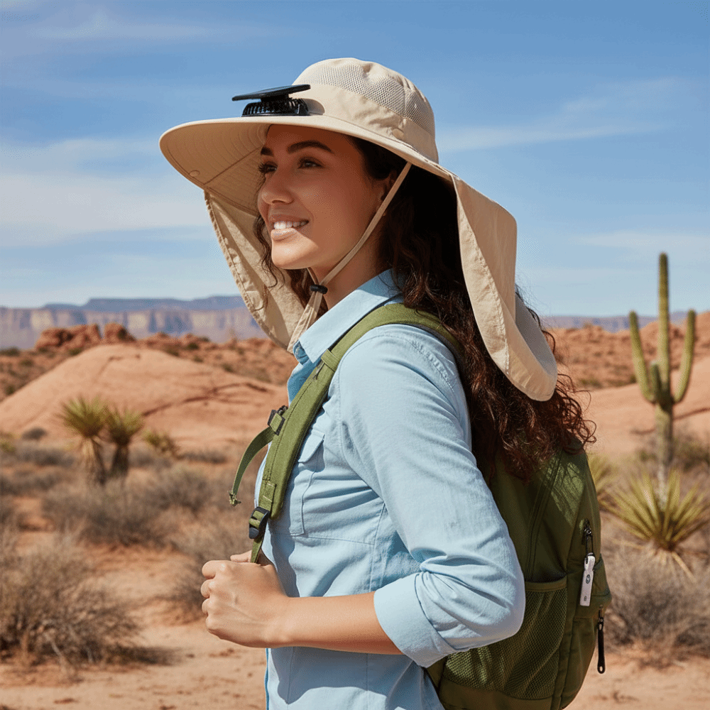 ファッション UPF50+ ソーラーファンハット ショール付 - Fishing Hat のレビューと価格