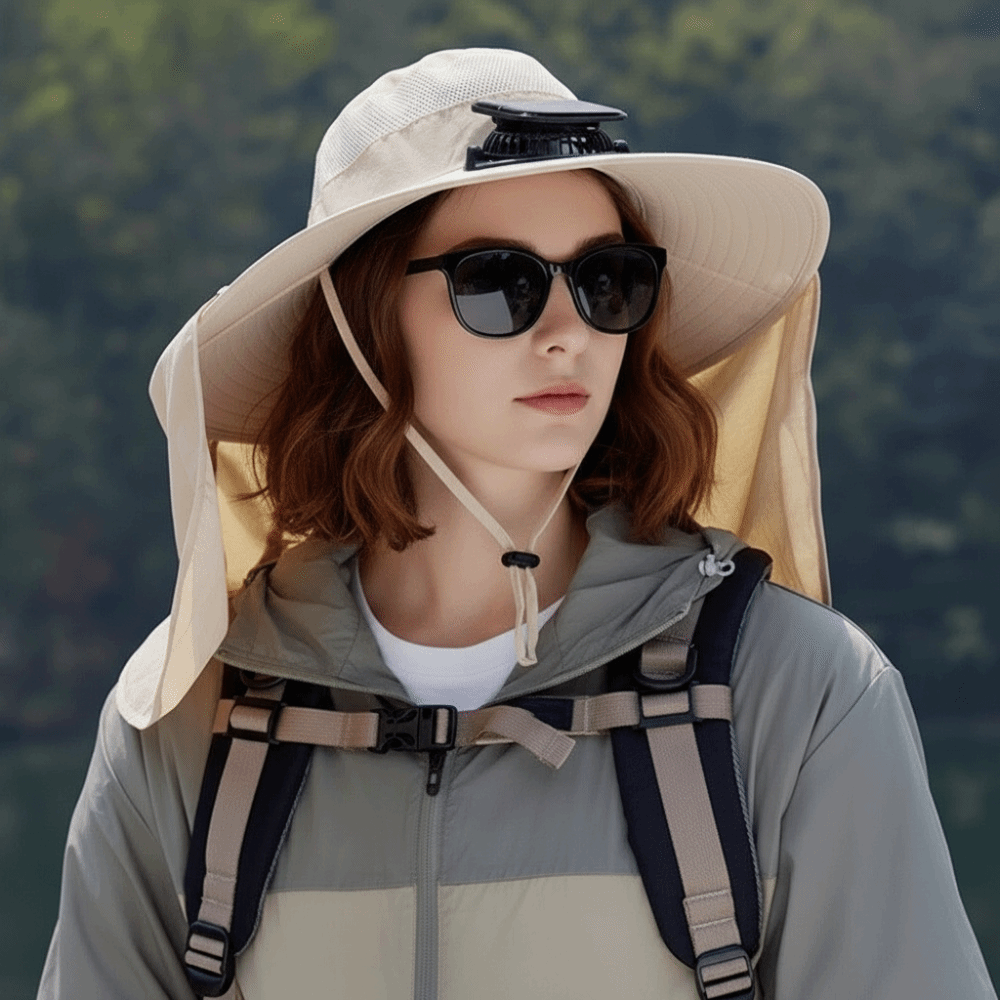 ファッション UPF50+ ソーラーファンハット ショール付 - Fishing Hat のレビューと価格
