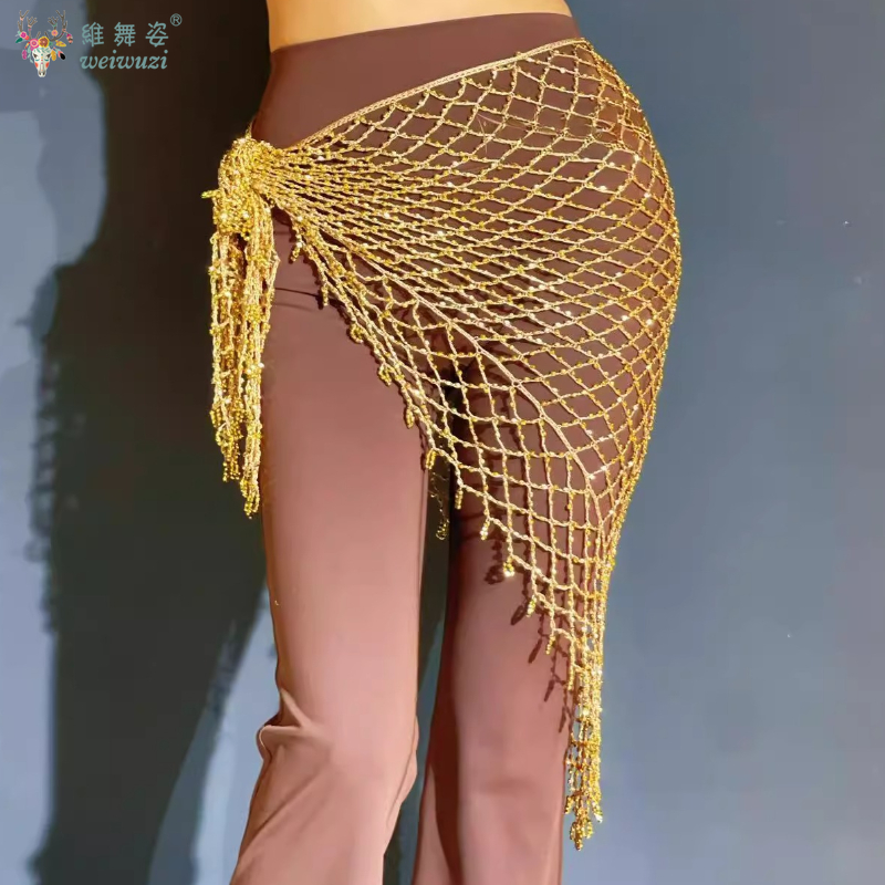 新しいベリーダンスヒップスカーフスパンコール漁網三角スカーフ - Fishing Belt のレビューと価格