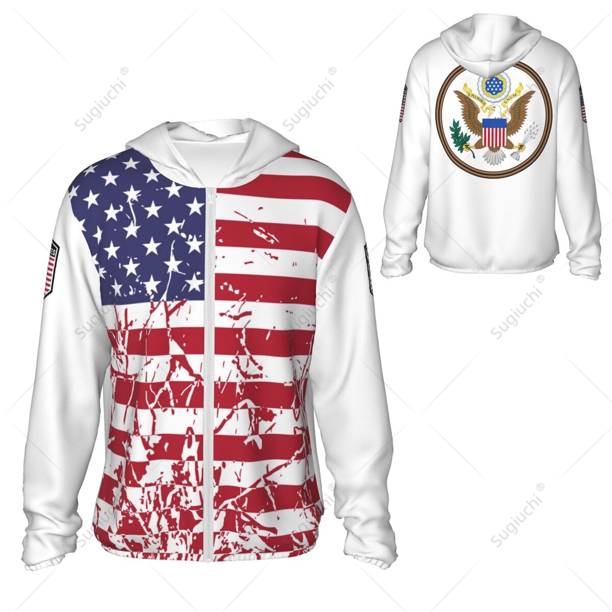 米国旗柄日焼け止めパーカー サンプロテクションウェア 釣り  - Fishing Hoodie のレビューと価格