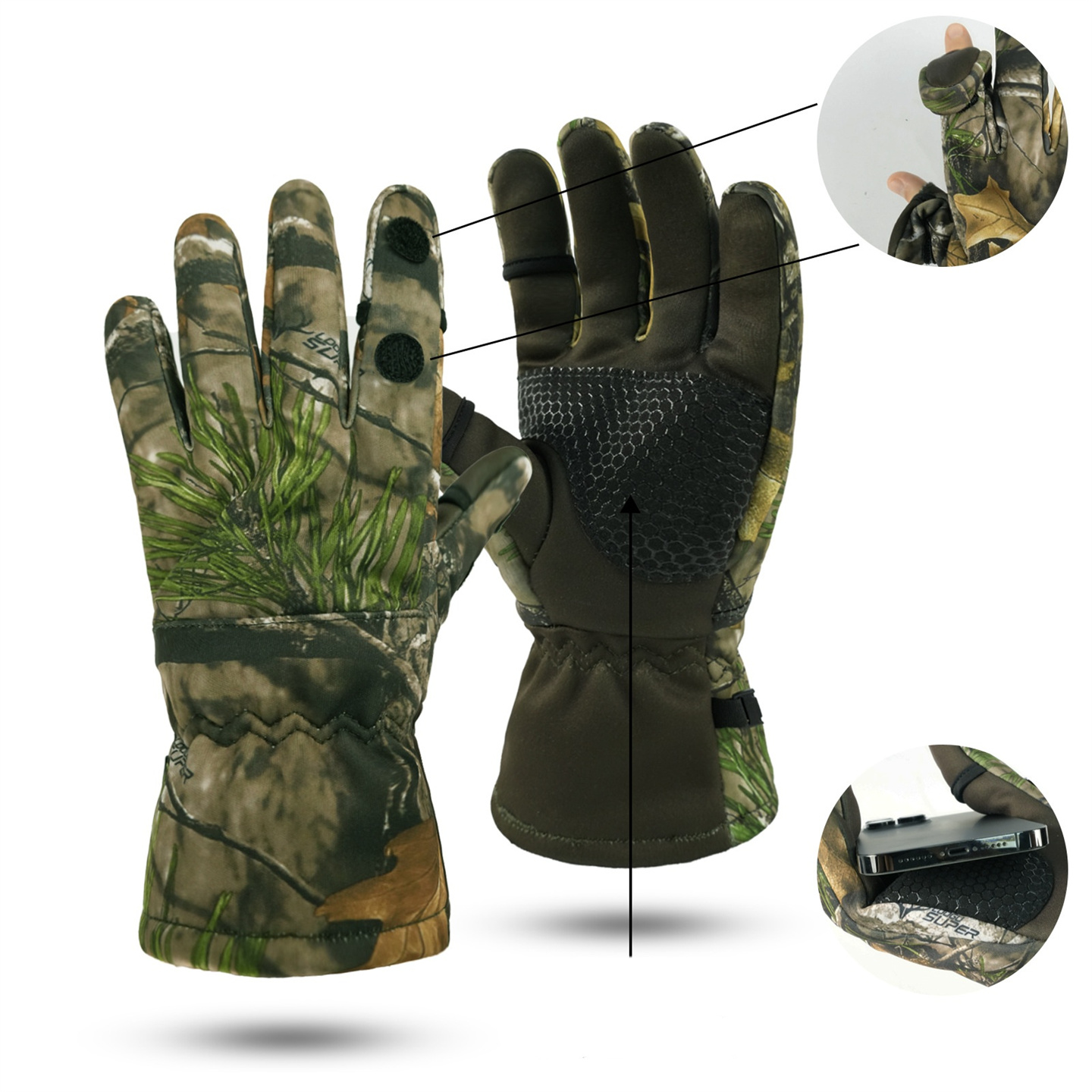 男性と女性のためのバイオニックハンティングカモフラージュグロ - Fishing Gloves のレビューと価格