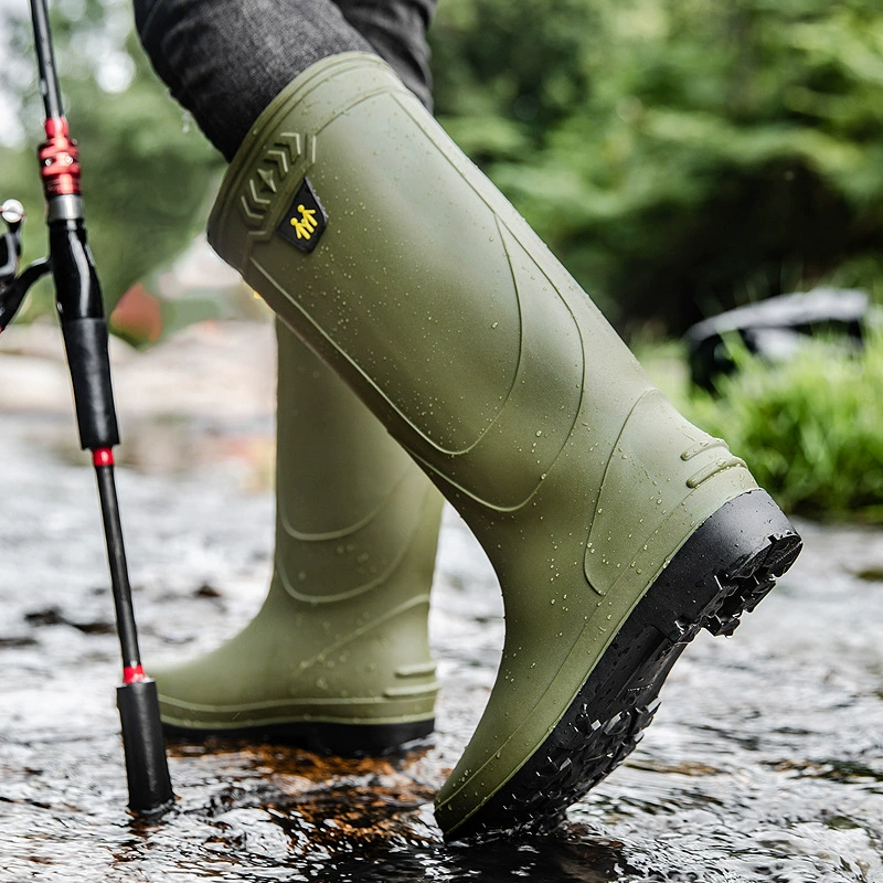 メンズレインブーツワークブーツスリップオン防水ブーツ男性用ハ - Fishing Boots のレビューと価格